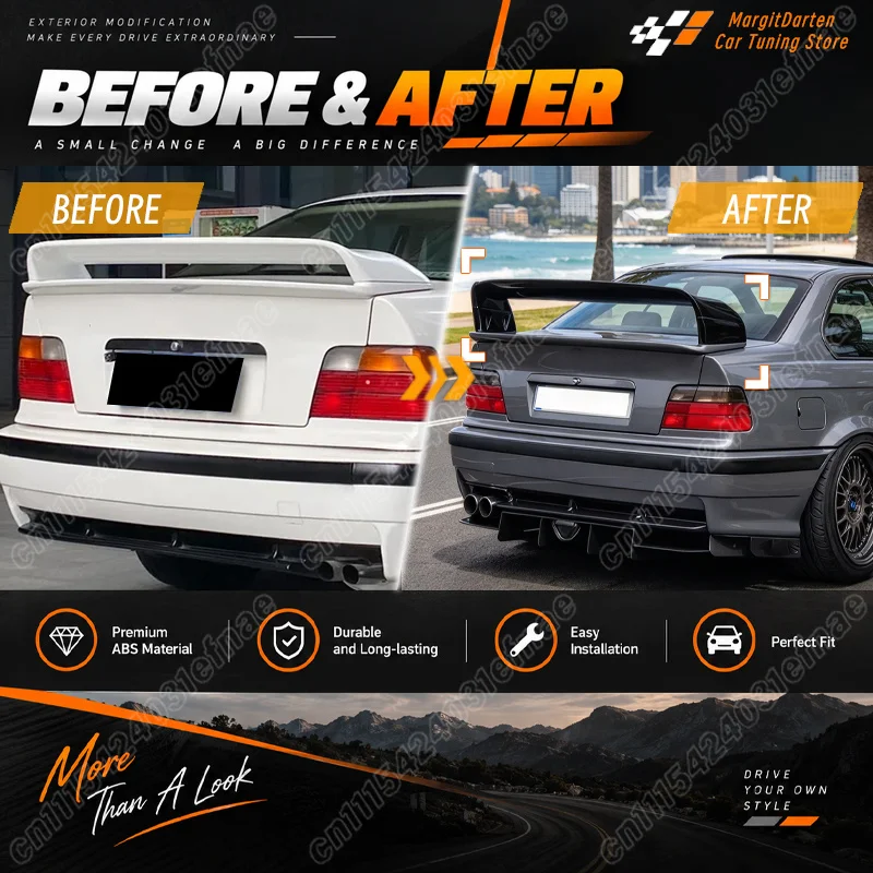 For BMW 3 Series E36 1994 1995 1996 1997 1998 1999 Car Rear Roof Spoiler Vehicle Sport Style Rear Wing Body Modification Kit