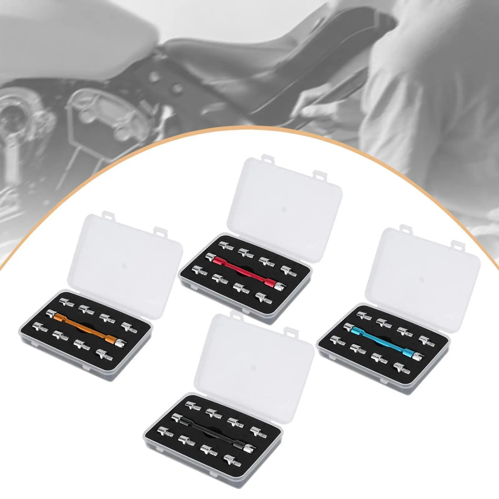 

Portable Universal Motorcycle Spoke Spanner Wrench Set with Storage Box for Wheel Repair and Adjustment