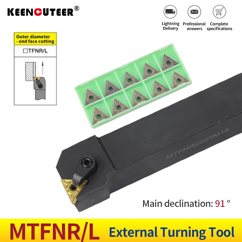 

1pc MTFNR2020K16 MTFNR1616H16 MTFNR2525M16 External Triangul Turning Tool Holder TNMG16 Carbide Inserts Lathe Cutting Tools Set