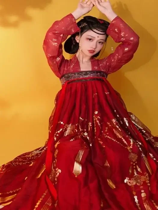 Ancient Chinese Costume Women Clothes Traditional Hanfu Women Tang Dynasty Dance Costumes Folk Fairy Dress Red Outfits 2025 Hot