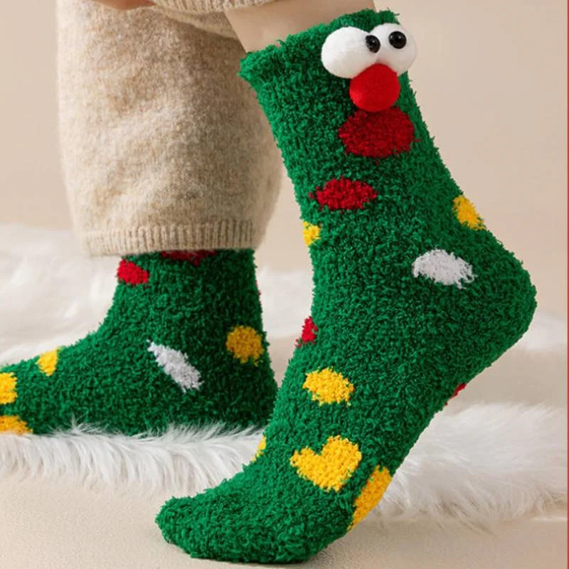 

Зимние коралловые бархатные рождественские носки, женские мягкие утолщенные теплые носки с героями мультфильмов, милый детский рождественский подарок, напольные носки для сна
