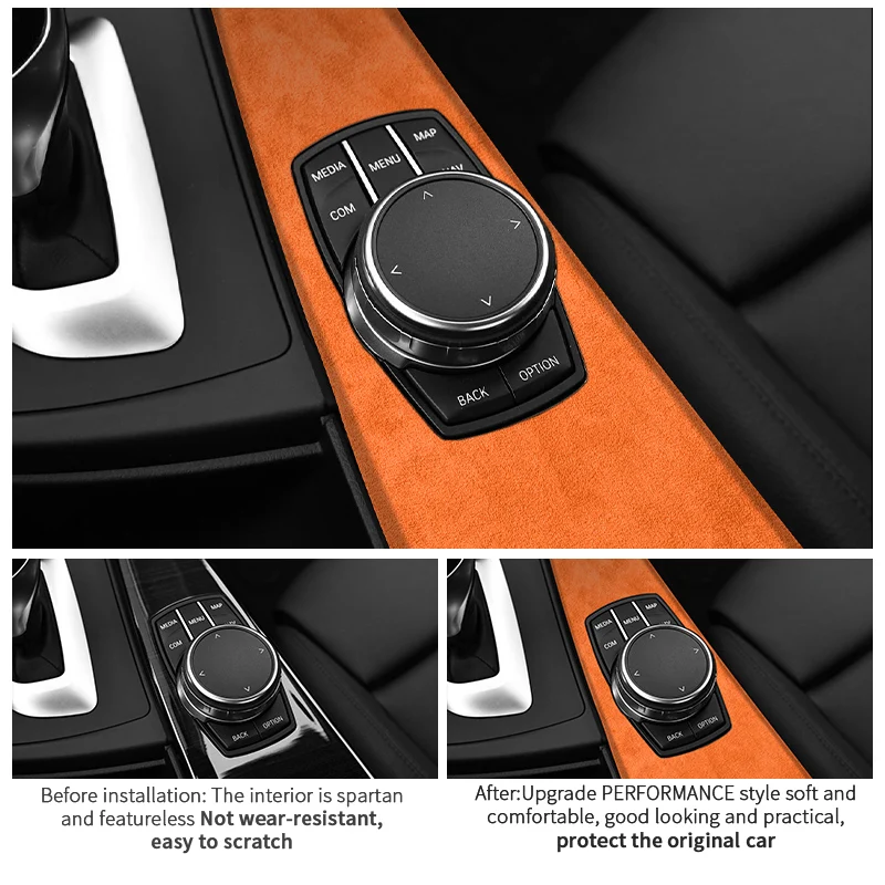 For BMW 3 Series F30 F31 F34 F35 3GT Car Center Console Multimedia Panel Trim Frame Sticker Interior Accessory Made of Alcantara