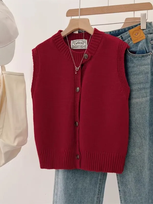 Ladies Soft Cozy Knitted Open Cardigan Vest Outerwear Korean Style Layering Top plus Size Autumn New Arrival Commute Style