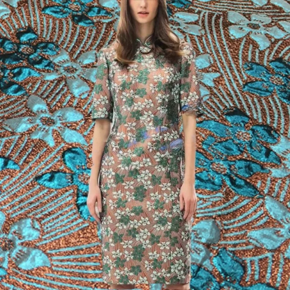 

Винтажная позолоченная жаккардовая ткань, сумка для платья «сделай сам», ветровка, пальто, швейный материал, ткань, модная оптовая продажа, европейский бренд на метр