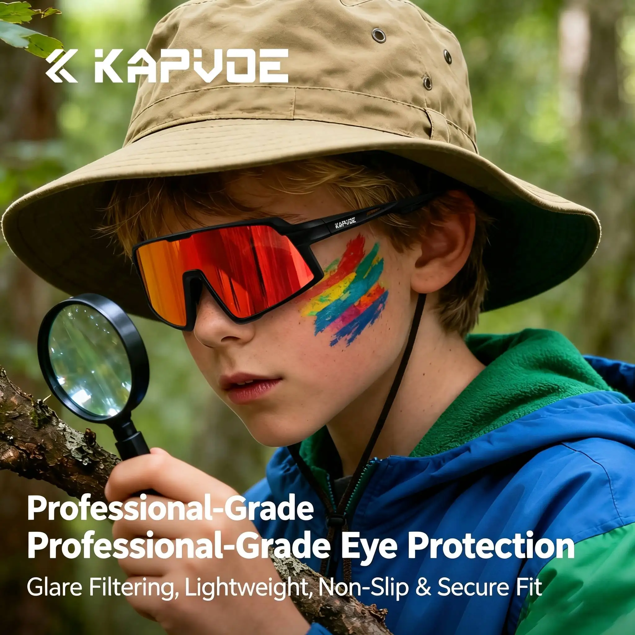 Kapvoe Fahrradbrille für Jungen und Mädchen, Kinder-Sonnenbrille, MTB-Brille, Sport-Baseball-Sonnenbrille, UV400, leichte Schutzbrille