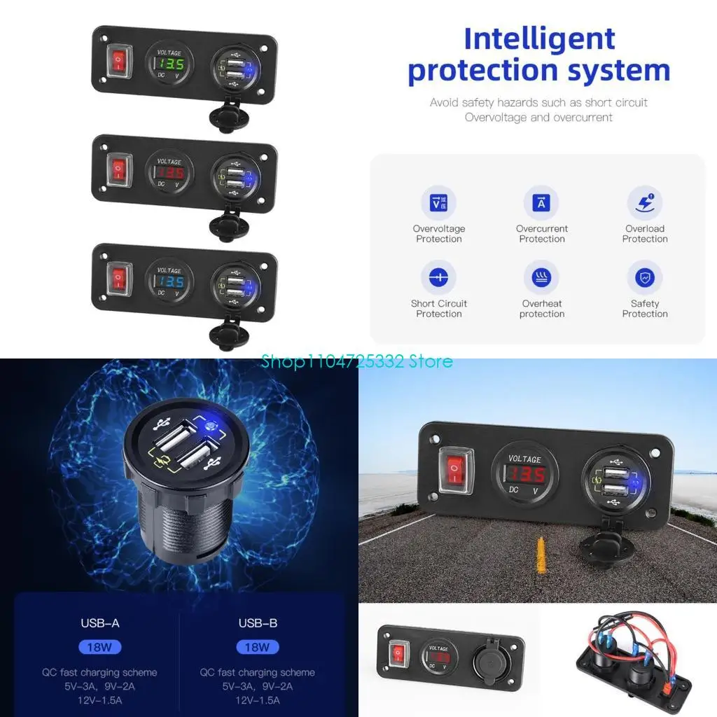 

P5EA Многофункциональное автомобильное быстрое зарядное устройство USB QC3.0 для постоянного тока 5 В/3 А; 9 В/2 А; 12 В/1,5 А