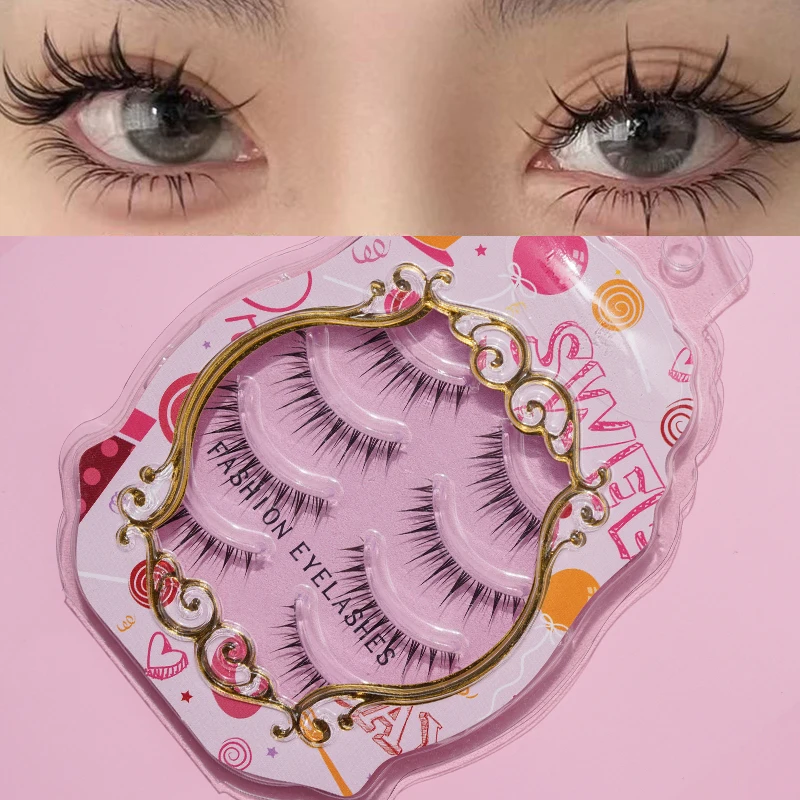 4 Pairs of Small Eyelashes on the Small Fire under the Eyelash Natural Simulation Mother Life Sense Cartoon False Eyelashes