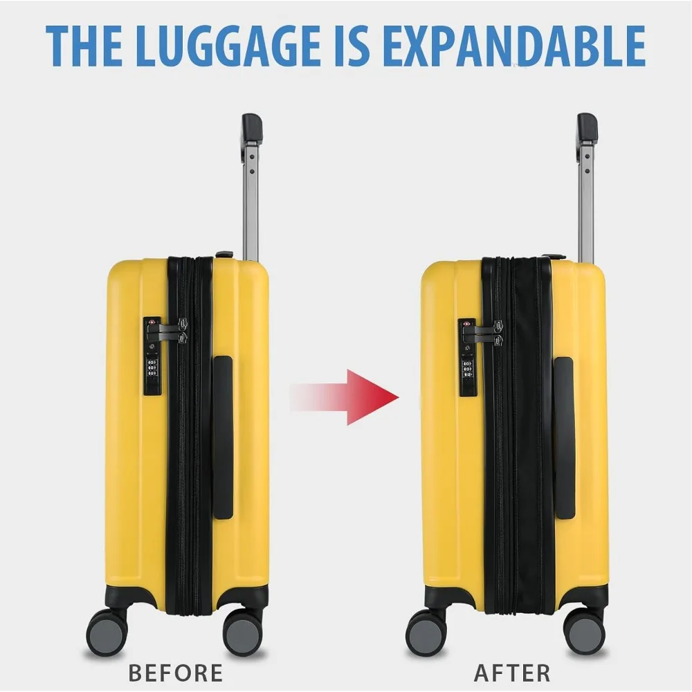 Expandable Hardside Spinner Luggage with TSA Lock, Durable Rolling Suitcase for Travel with Built-in USB Port, Long-Lasting Carr