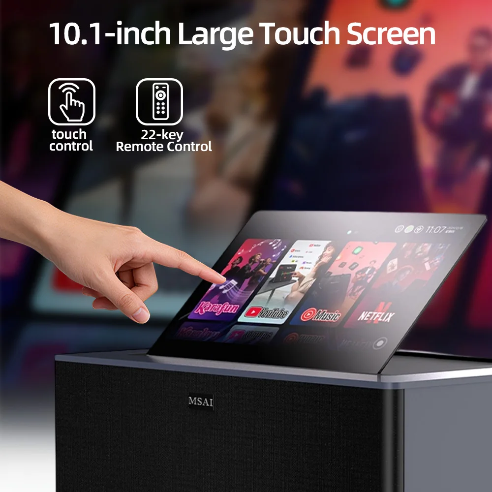 protable All-in-one Home Karaoke System machine 10.1-inch Large Touch Screen Bluetooth5.3Broad Compatibility  Outdoor Activities