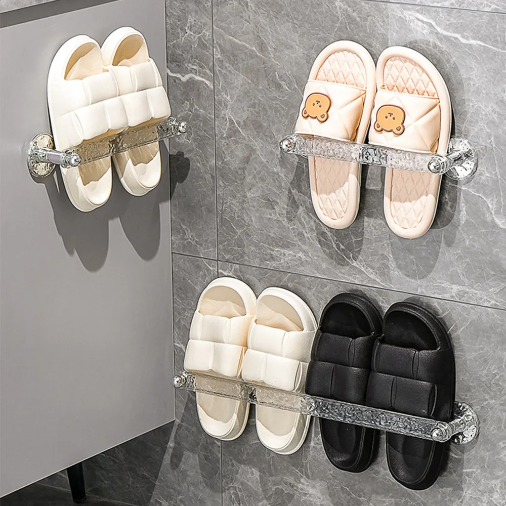 High Quality Wall-Mounted Indoor Shoes Organizer Suction Cup Space-Saving Storage Rack Hook Drain Holder Bathroom