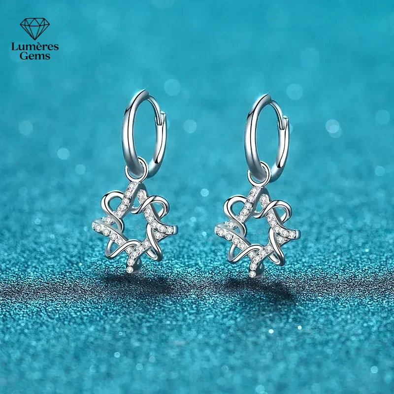

18K Gold Inlaid Polygonal Small Gravel 28 Point Moissanite Ear Buckle PT950 Platinum Fashionable And Simple Earrings