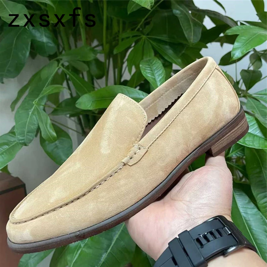 

Hot Sale Flat Causal Shoes Male Round Toe Kidsuede Ladies Loafers Summer Walk Brand Runway Comfortable Shoes Men Size 46