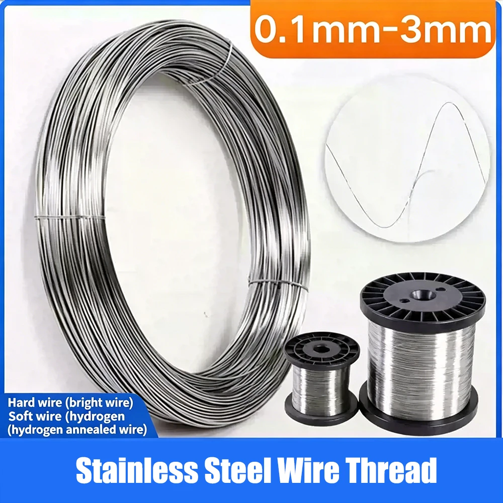 1m-10m Diameter 0.1mm-3mm 304 Stainless Steel Soft/Hard Steel Wire Single Strand Lashing Soft/Hard Iron Wire Rust Prevention
