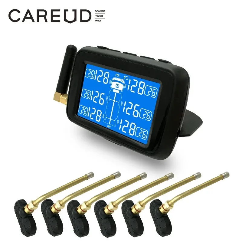 Rv Trailer TPMS Tire Pressure Monitoring System Display Of Temperature And Pressure 6 Internal Sensors Auto Tire Alarm System