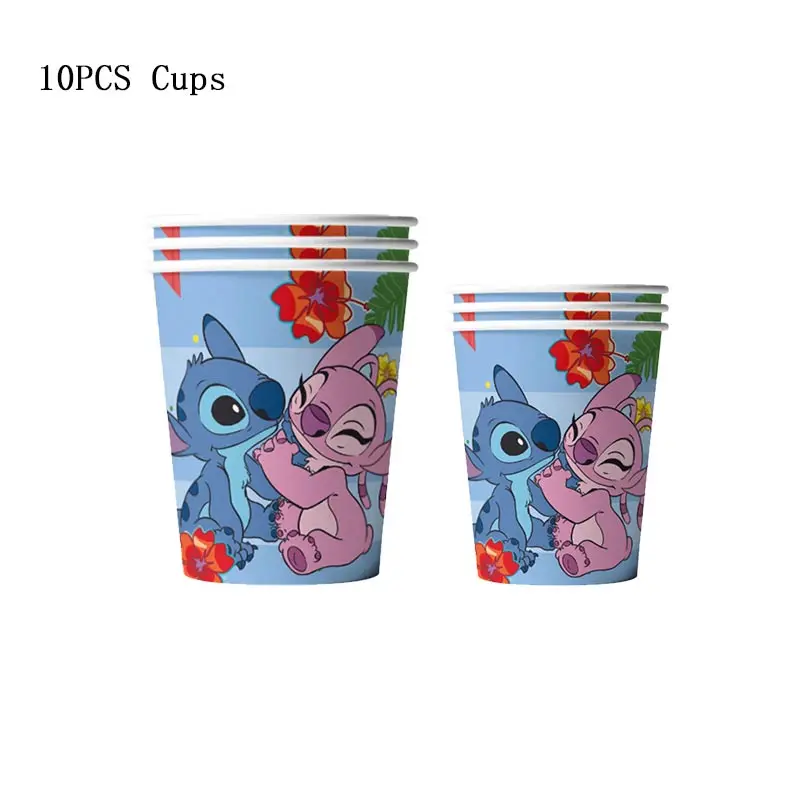 Disney Stitch Birthday Party Decoration Blue Lilo And Stitch Theme Tableware Cups Angel Balloons Pinata Party Supplies For Kids