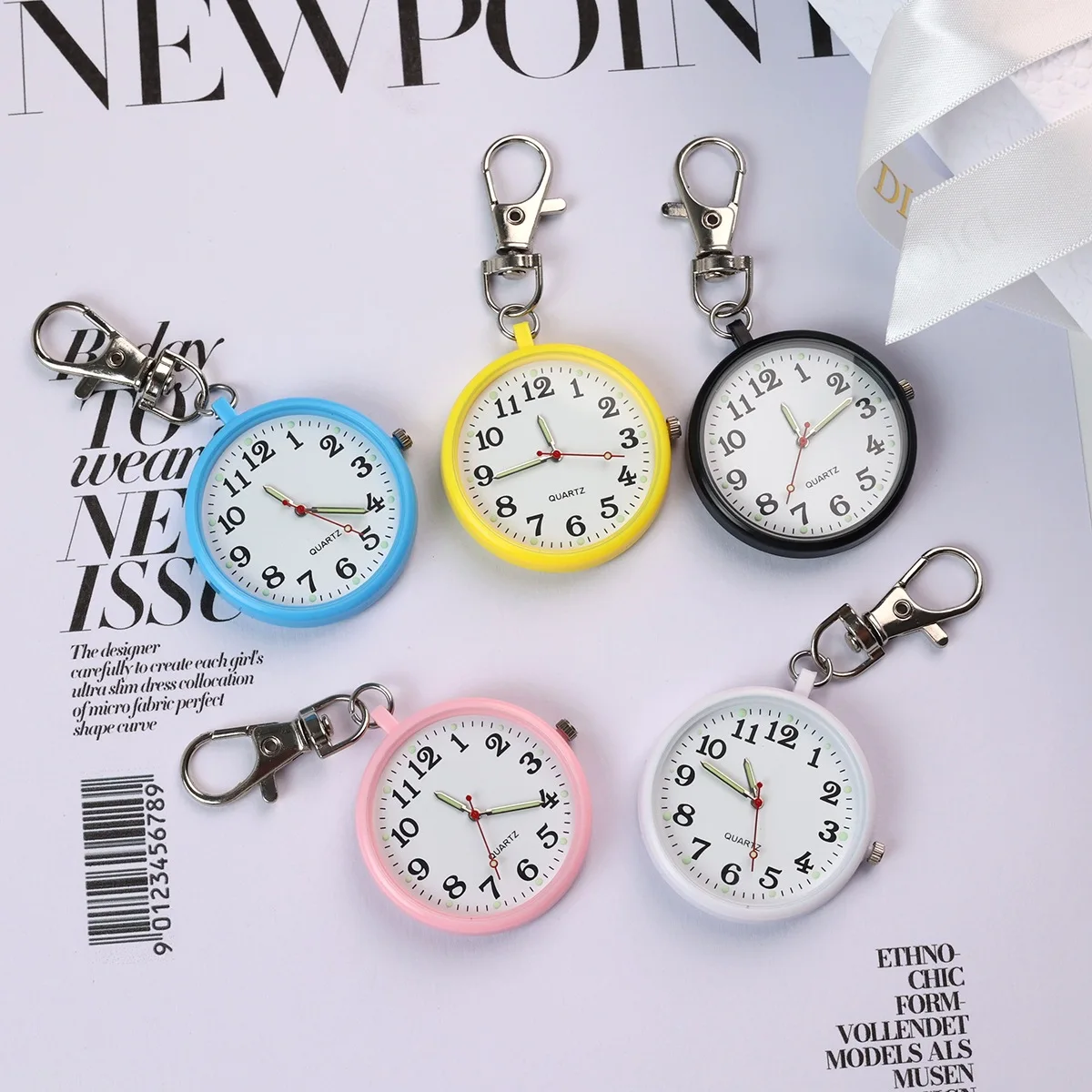 Large Clear Dial Pocket Watches Men Portable Round Hanging Backpack Kids Keychain Watch Women Ladies Nurse Quartz Clock view 5