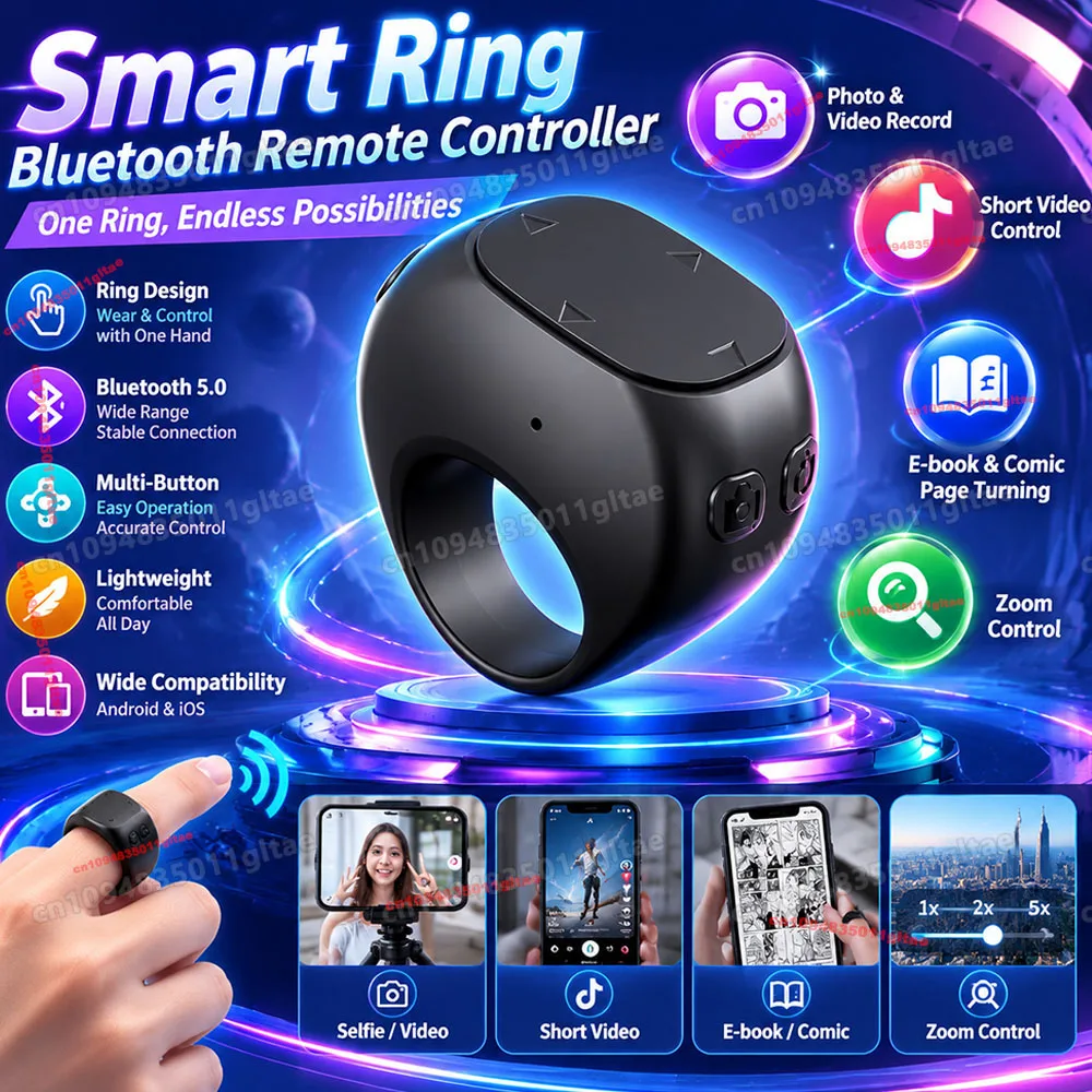 Mobile Mice Ring Remote Control Wireless With Touchpad Smart Screen Clicker Device Video Automatic Page Turner Browsing Ring R12