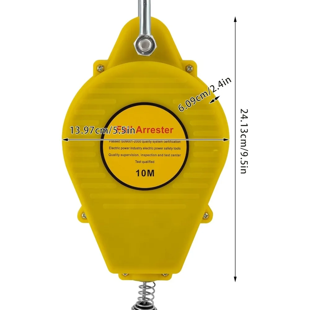 Cabo de aço portátil para trabalho aéreo, auto-retrátil Lifeline, dispositivo de proteção contra quedas, pára-quedas, amarelo, 33 pés, 10m