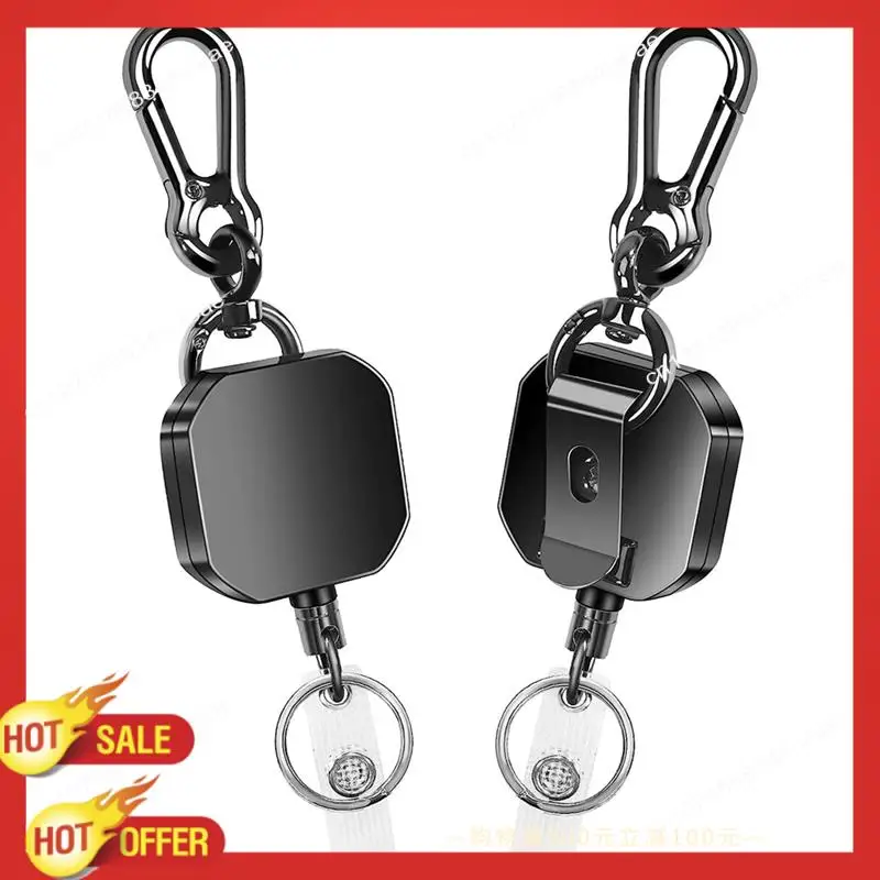 

B47C выдвижной брелок для ключей, сверхмощный металлический держатель для бейджа, катушка для ключей, карабин, брелок с зажимом для ремня