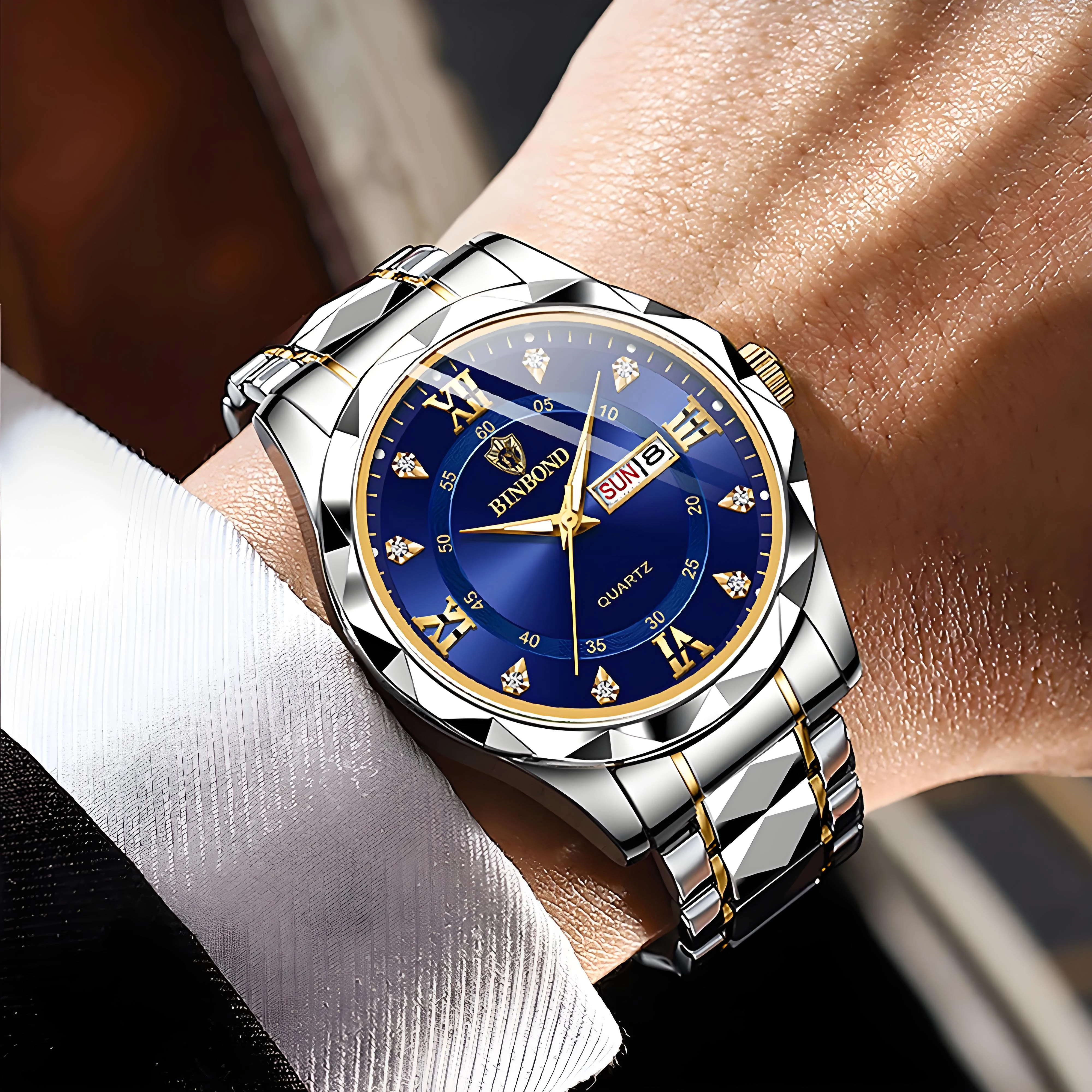 Men's Precise Auto Date Quartz Watch with Luminous Features