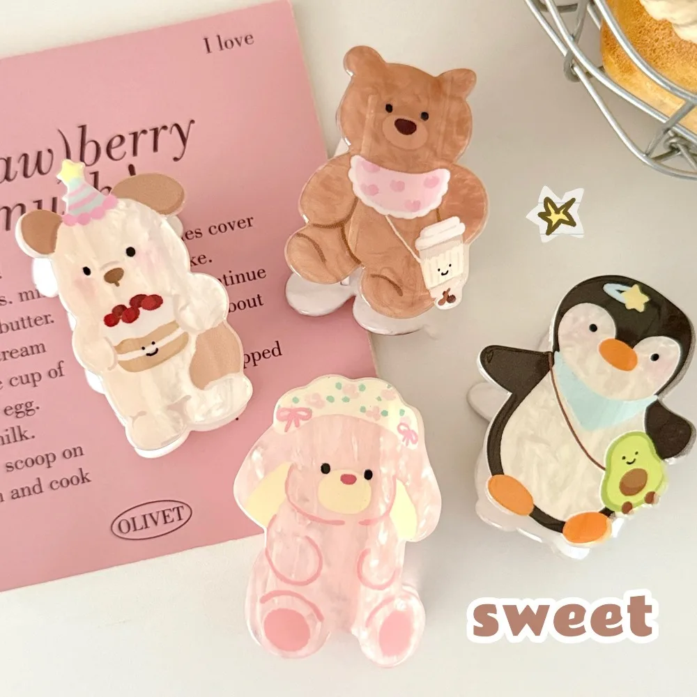 

Simple Bear Cartoon Shark Clip Rabbit Dog Acrylic Hair Claw Penguin Hair Accessories Animal Shark Clip Women