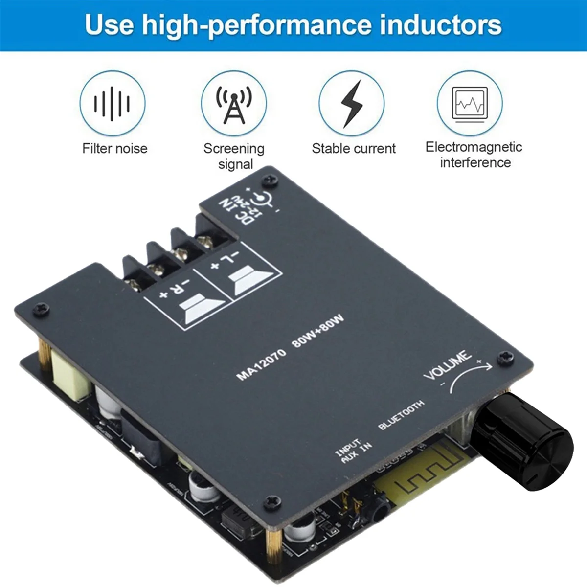 Carte d'amplificateur de puissance numérique Bluetooth, MA12070P, 2x80W, haute puissance, BTpig, stéréo, classe D, audio