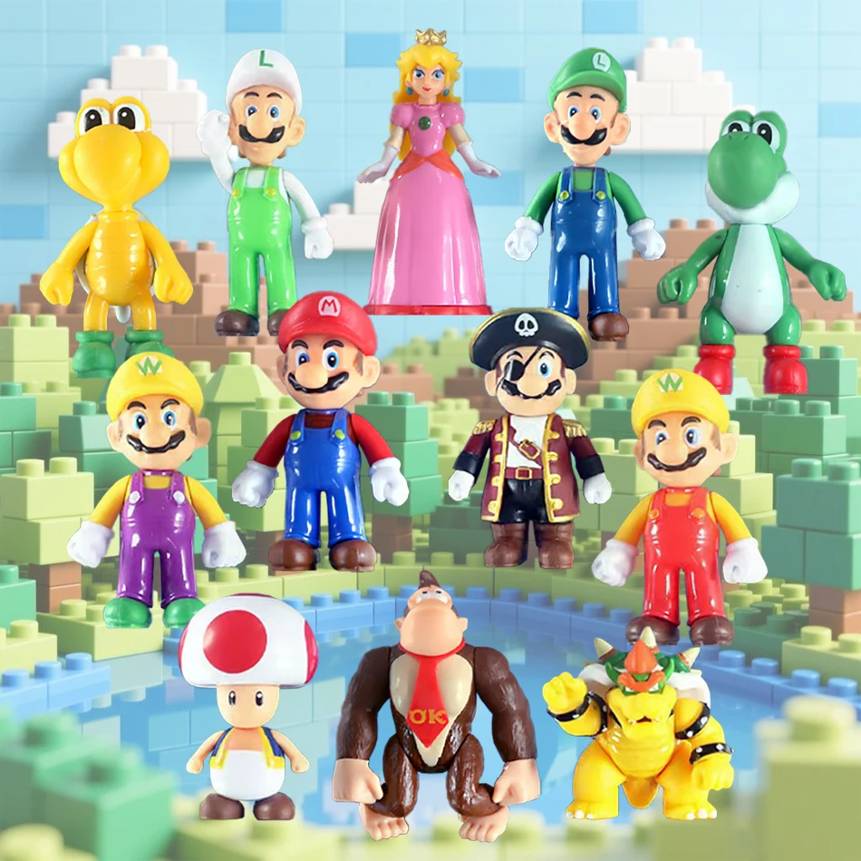 

2026 Hot New SuperMario Bros Luigi Yoshi Mario Cartoon Dolls Anime Figure Creative Collectible Model Toys for Kids Birthday Gift