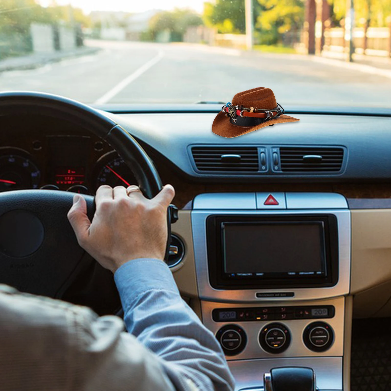 

Cowboy Hats Car Interior Decoration Handmade Mini Hat Ornament for Rearview Mirror Western Car Charm Compatible for Nio Nomi