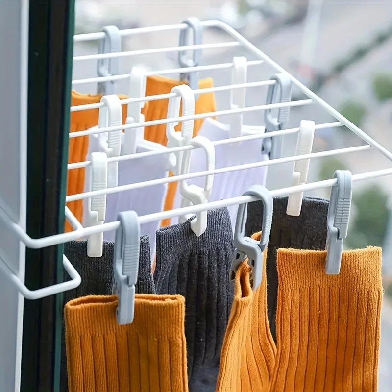 10pcs Sock Clips Windproof Socks Hangers Durable Plastic Multi-Purpose Clips For Home Organization Space-Saving Design