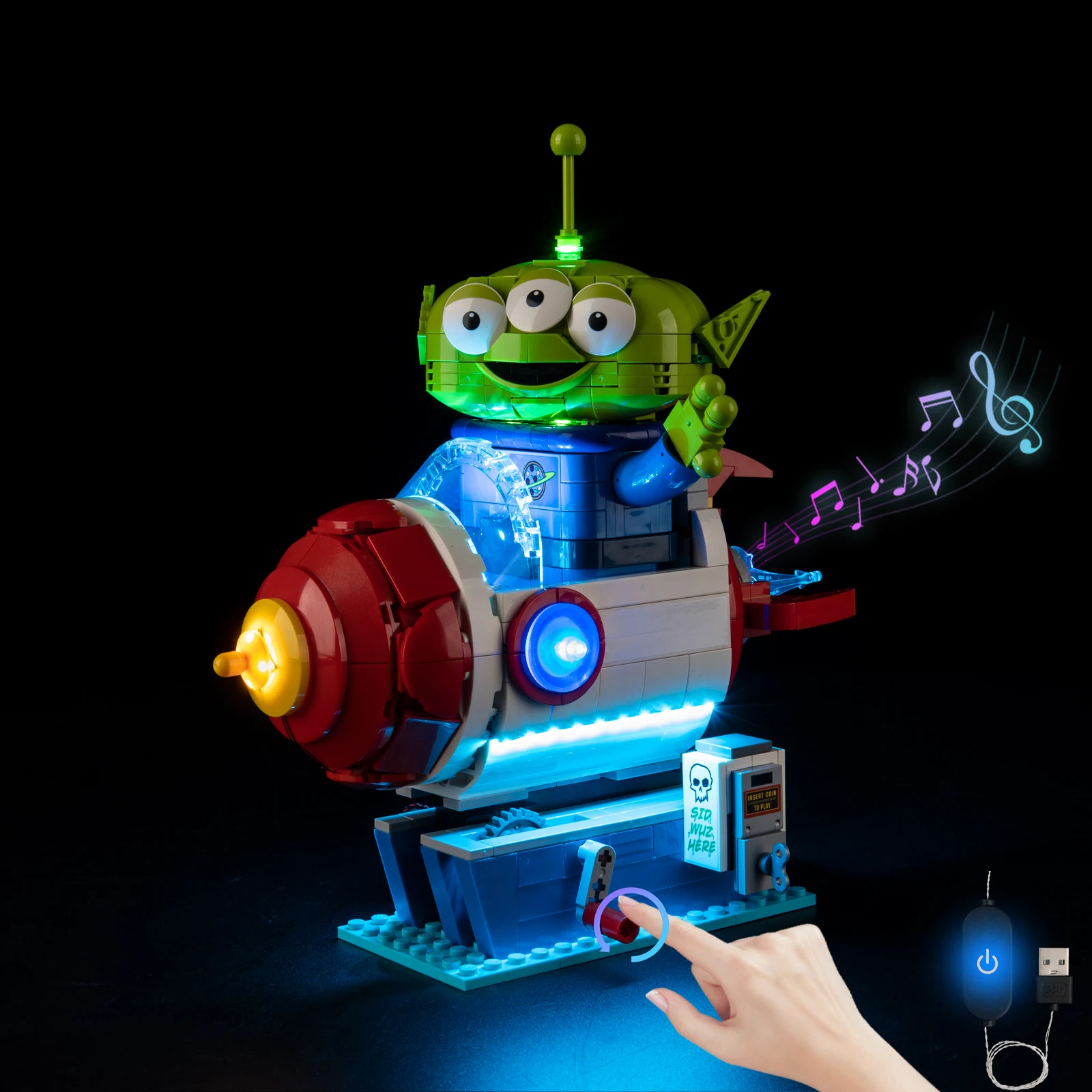 LED-Lichtset passend für Lego Alien mit Pizza Planet Rocket Ride # 43307 Bausteine (Modellsteine Nicht Enthalten)