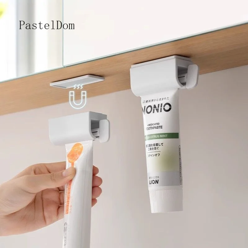 Wall-Mounted Magnetic Toothpaste Squeezer Clip, Kids Lazy Toothpaste Holder, Bathroom Tube Dispenser Storage Rack