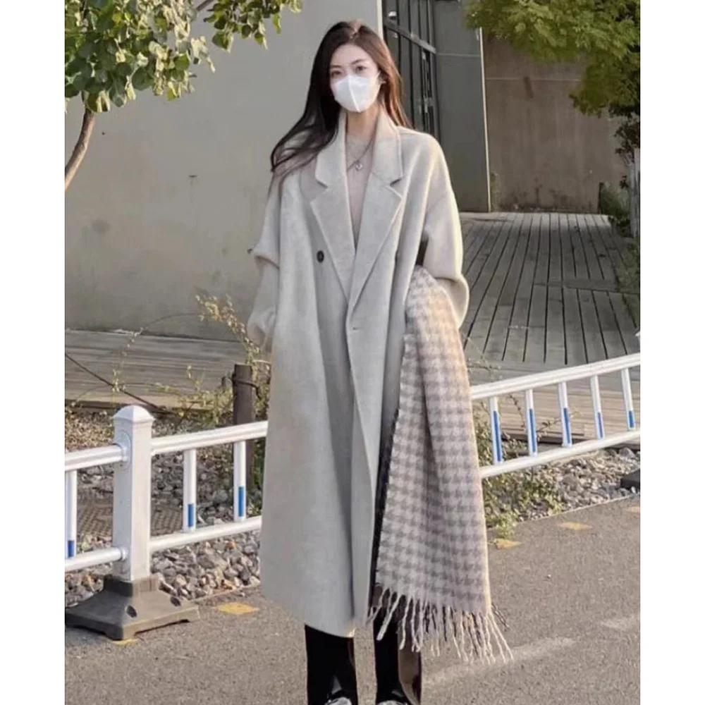 Hepburn's Advanced Korean Coat In Autumn And Winter, The New 2024 Long Double-sided Woolen Coat, FemaleTide.