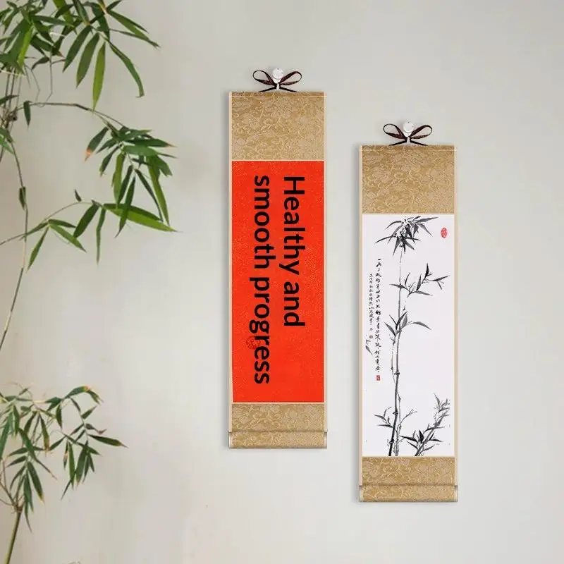 New Chinese Style Self-made Gifts Blank Hanging Batik Scroll Painting Drawing Paper Mini Batik Trumpet Scroll Gilded Rice Paper