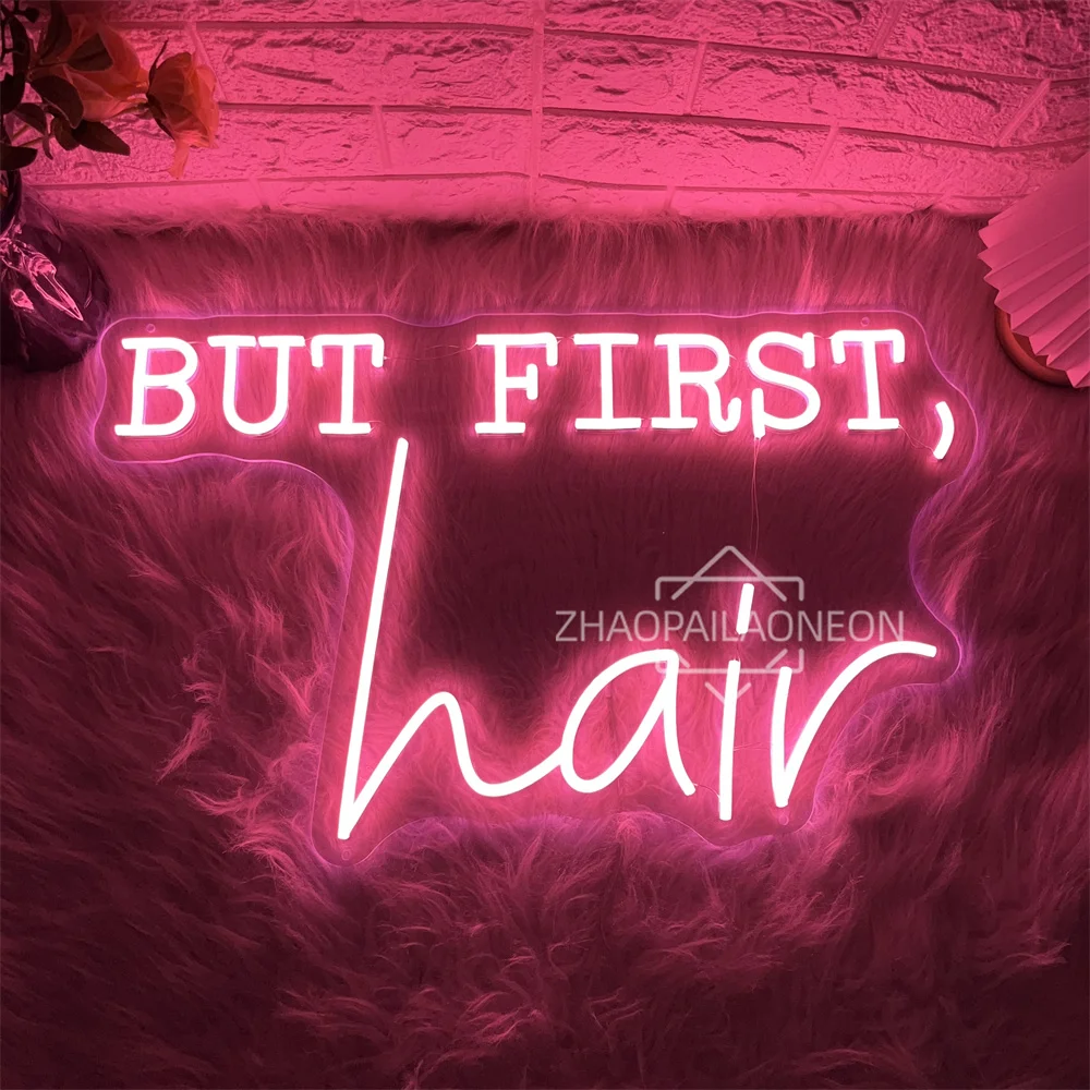 But First Hair Neon Sign Led Lights Beauty Room Wall Decor Hair Dresser's Stop Bedroom Decoration Beauty Solon Neon LED Signs