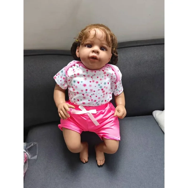 60cm 수제 실물 같은 실리콘 리본 베이비돌 제이란 어두운 피부색 여자아이 인형 어린이 생일 선물