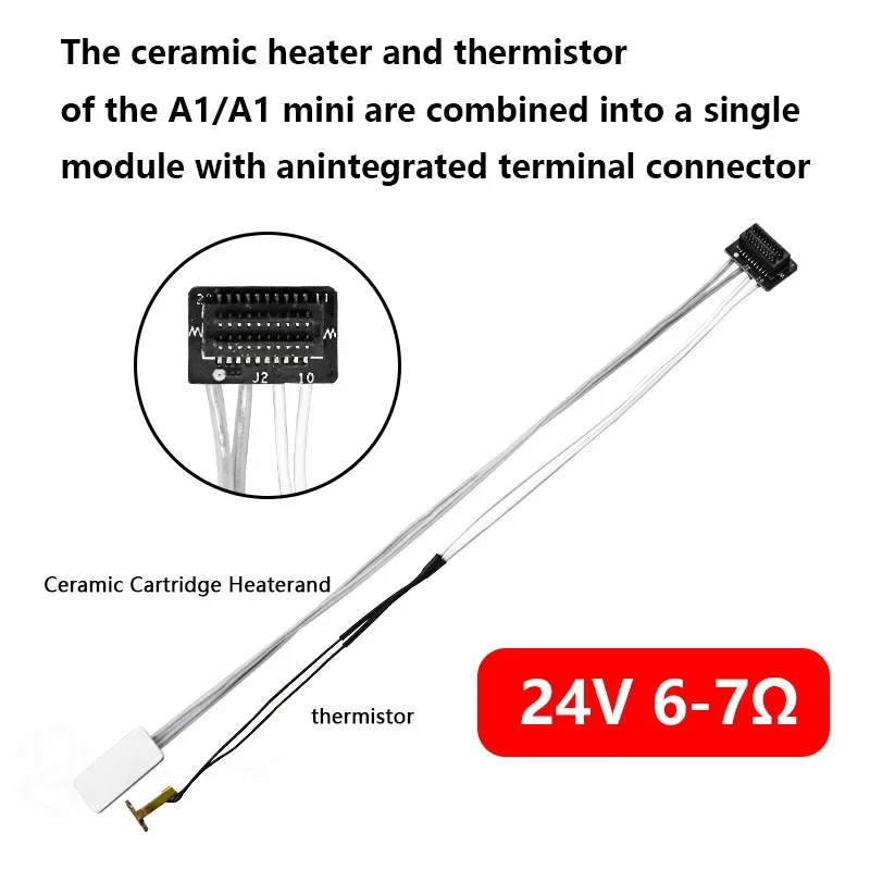 for Bambu Lab X1/X1C P1P/P1S A1 mini Hotend Heater Cartridge  Thermistor Ceramic Heating Plate  24V48W NTC 100K 3D Printer Parts