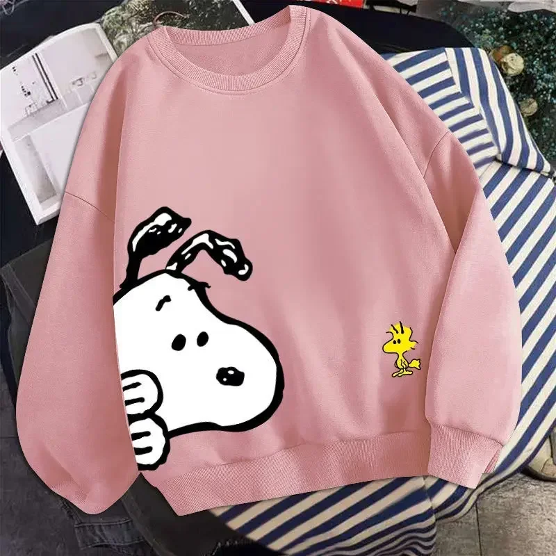 Camisa de fondo suéter de manga larga abrigo Snoopy primavera y otoño Sudadera con capucha niños y niñas suéter fino de cuello redondo