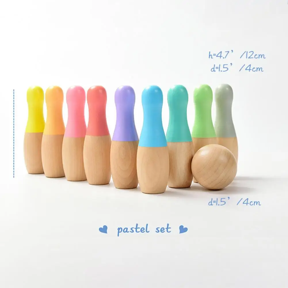 Bowling Toys Wooden Kids Adults Wooden Bowling Pins Balls Multipurpose Fine Workmanship Kids Bowling Toys for Children