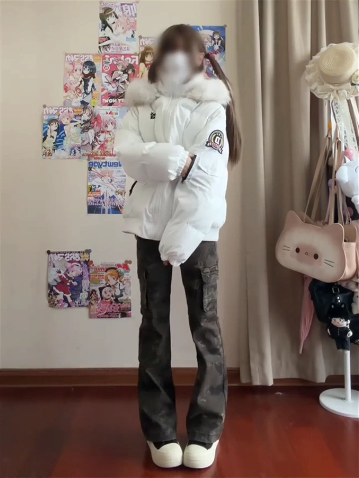 

Американские винтажные джинсы-клеш с низкой посадкой и камуфляжным принтом для женщин, весенне-осенние, утягивающие, удлиненные, в стиле рабочей одежды