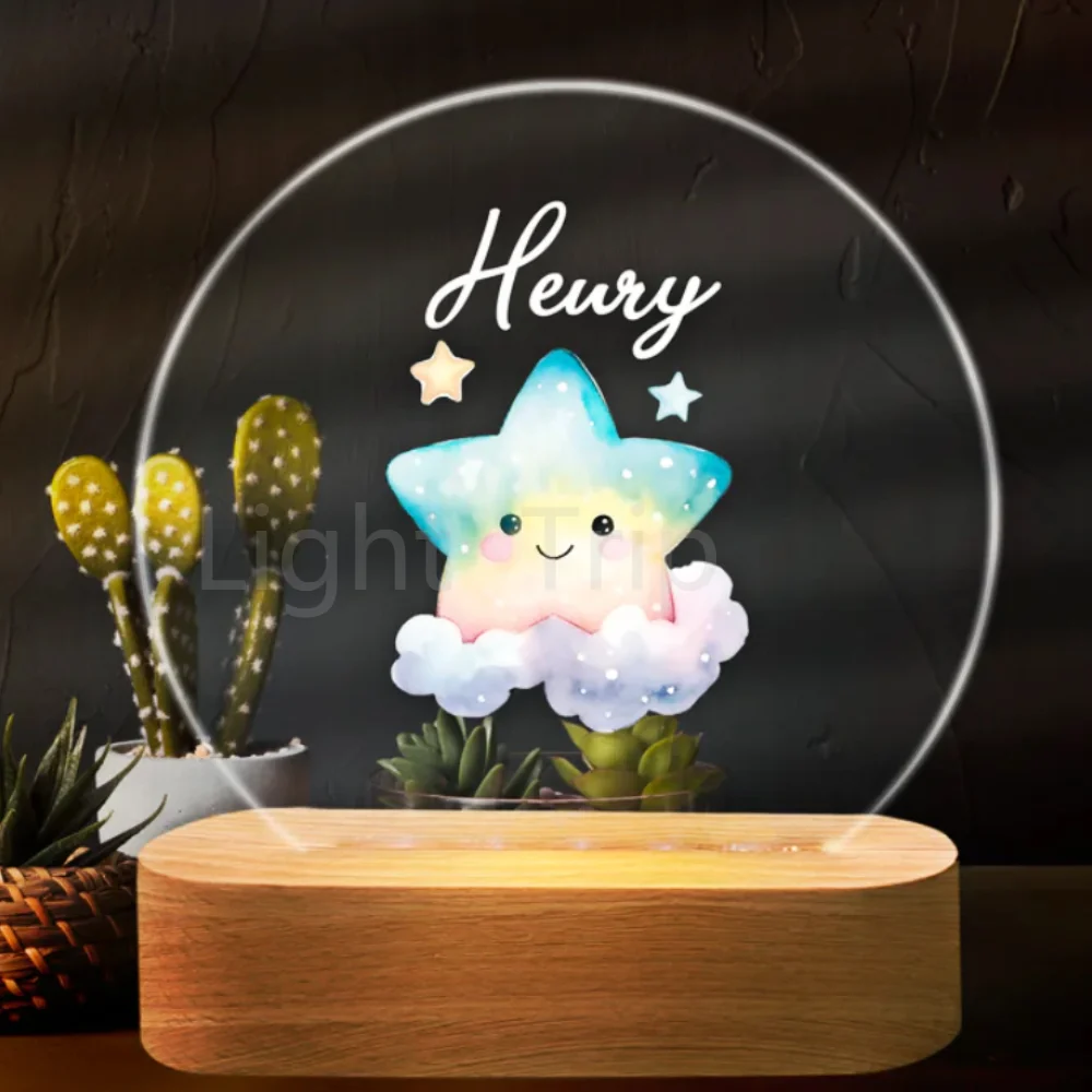 Baby Space Night Light Printed Teddy Bear stars Name Lamp Nursery Lamp Light Baby Boy Nursery Name Sign Night Light For Boys