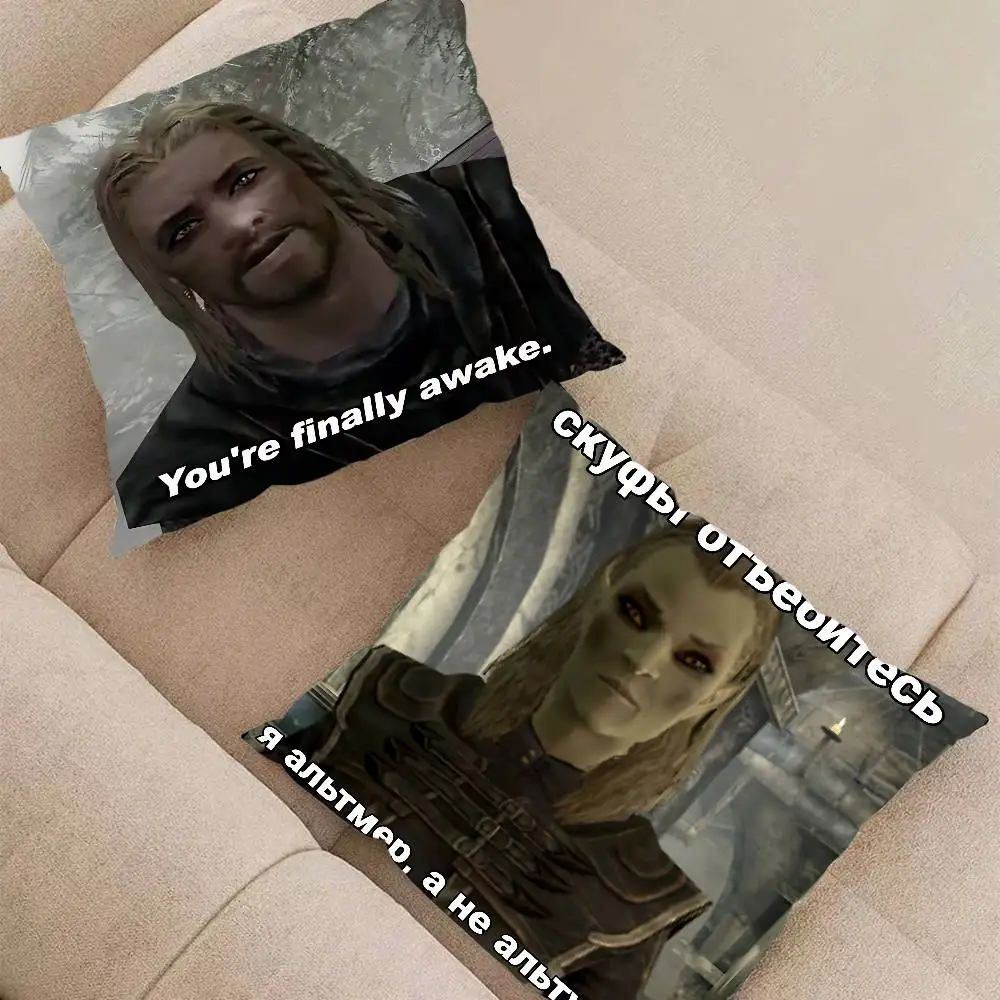 يا أنت أخيرًا مستيقظًا Skyrim كيس وسادة رمي غطاء وسادة الشمال خمر نمط وسادة تغطي غرفة المعيشة المنزلي أريكة Couc #2