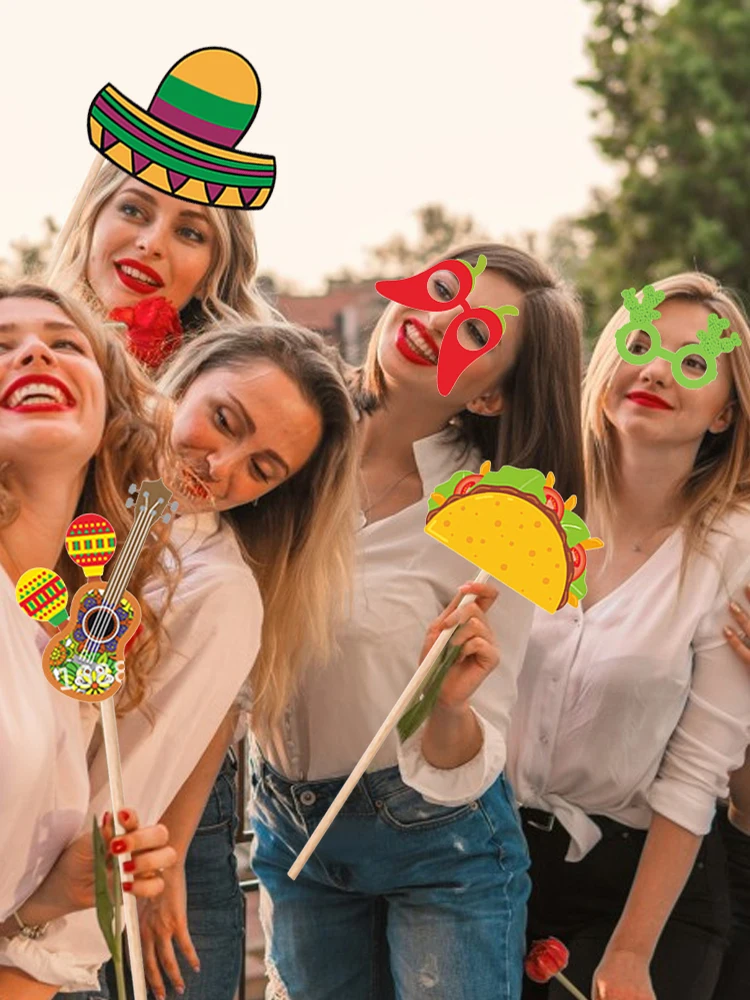 Insufláveis para Decorações De Festa, DIY, Festa Mexicana, Engraçado, Aniversário, Selfie, Carnaval, Hawaiian Photo Prop, Casamento, Graduação, 24Pcs