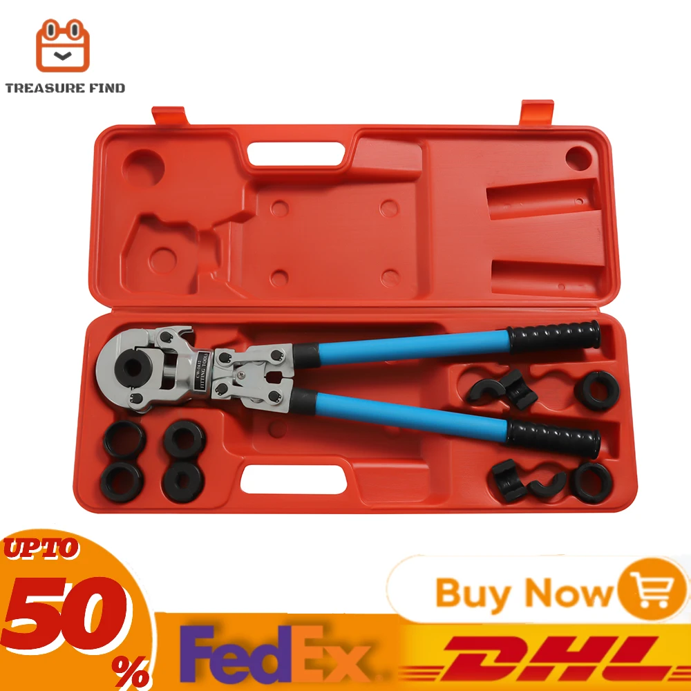 Composite Pipe PEX Crimping Tool Kit  6T PEX PE-X Copper Pipe Press Pliers 360° Rotatable For Crimping Aluminum, PEX and PB Pipe