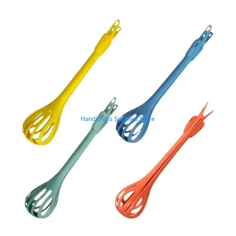 R1WA Compacts 2 in 1 Eggs Beater and Tongs with Ergonomic Handle Plastic Eggs Whisk Bread Clip Kitchen Cooking Tool