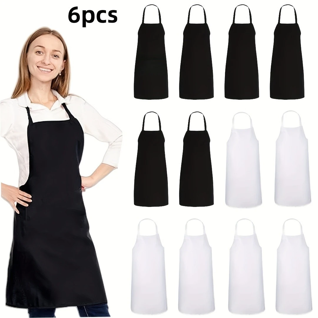 6 Stück Verstellbare Polyester-Schürzen, Unisex Sublimations-Blanko-Schürze, Einfarbig für Kochen, BBQ, Koch, Kellner, Friseur, Terrasseneinsatz