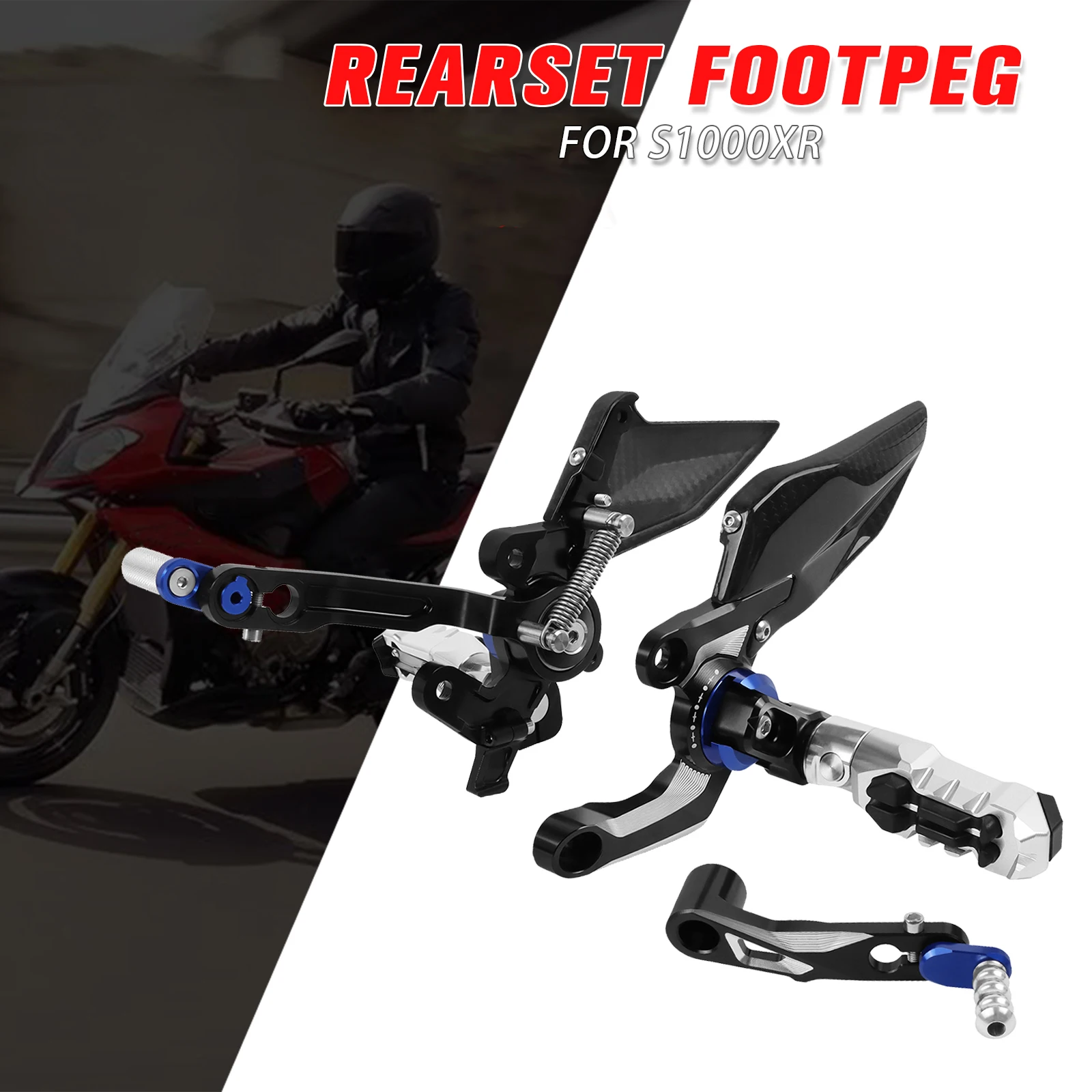 For BMW S1000XR S 1000 XR S1000 XR 2019-2024 Motorcycle Footpeg Rear Set Foot Pegs Pedal Footrest Heel Wing Adjuster Rearset