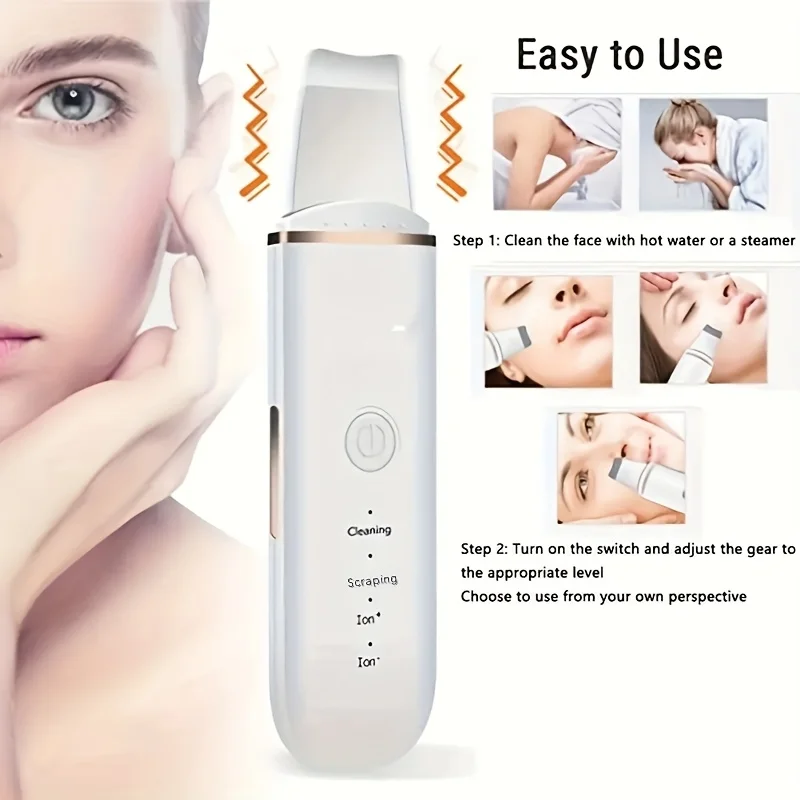 Detergente viso con tecnologia ionica: pulizia profonda viso alimentata tramite USB, 4 modalità di pulizia, rimuove punti neri e punti bianchi