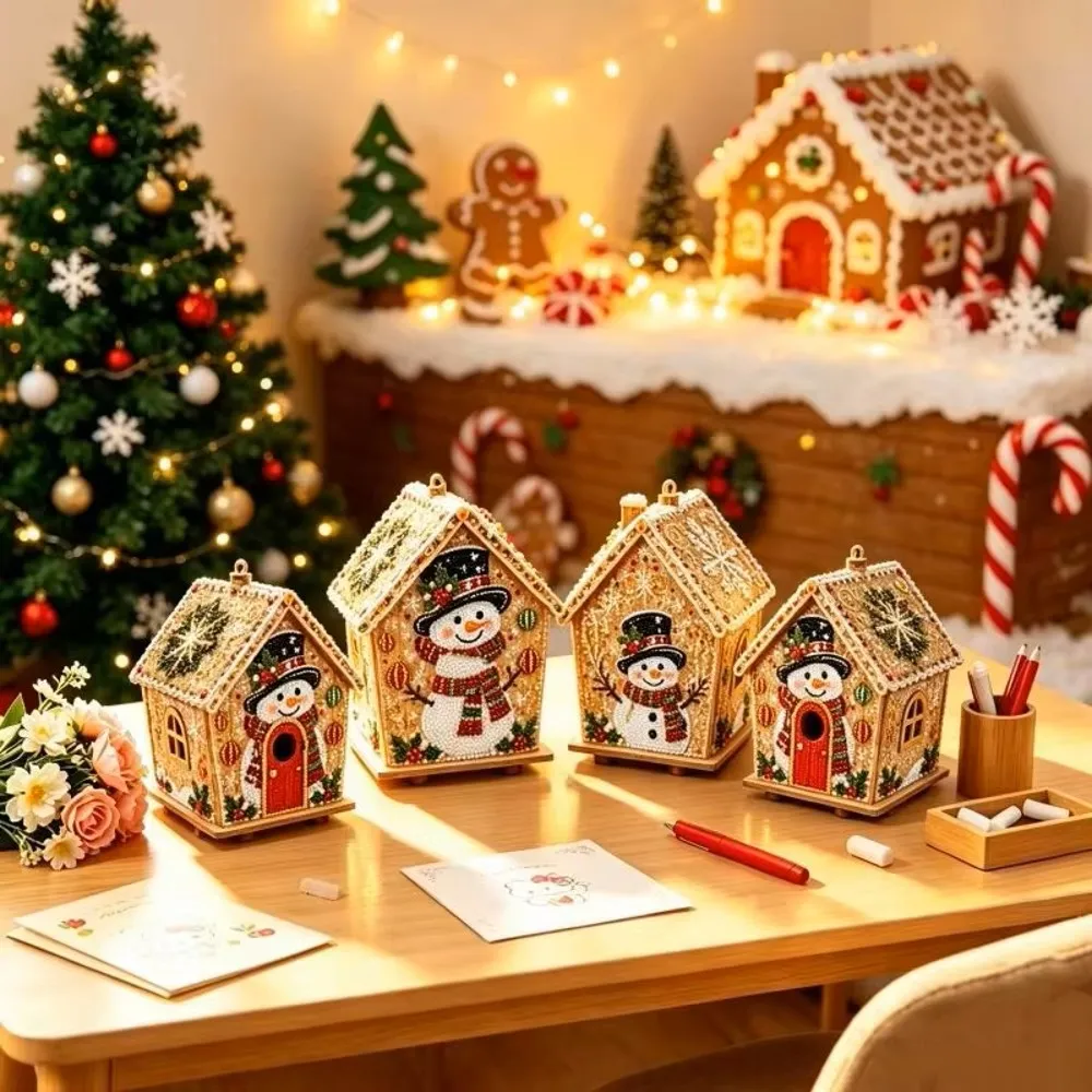 DIY Pearl Art Christmas House Diamond Painting Kit Christmas Atmosphere Gingerbread Xmas Hanging Ornament Set for Home Holiday