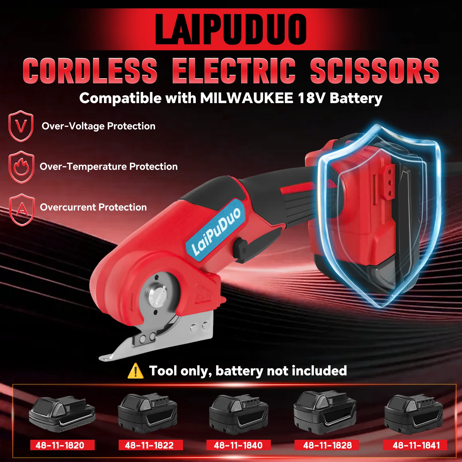 Cordless Electric Scissors Cardboard Box Cutter Fabric Carpet Carton Plastic Leather Cloth Cutting for Milwaukee 18V Battery Pin