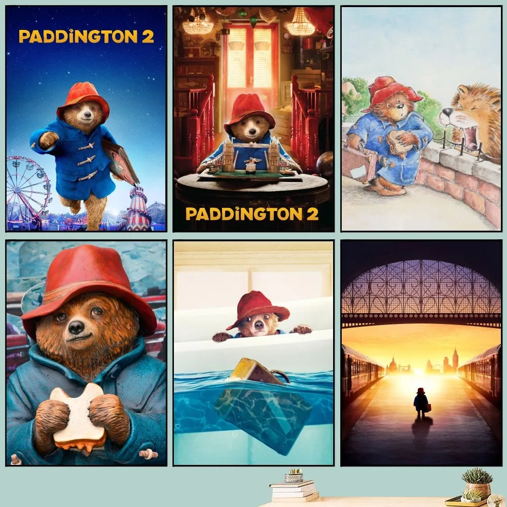 P-Paddington Movie Poster Art Self-adhesive Art Small Poster HD Quality Poster Wall Art Painting Study Wall Decoration